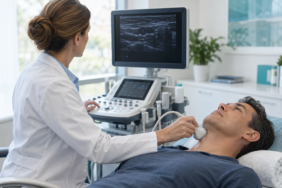 Illustration of a professional ultrasound workspace
